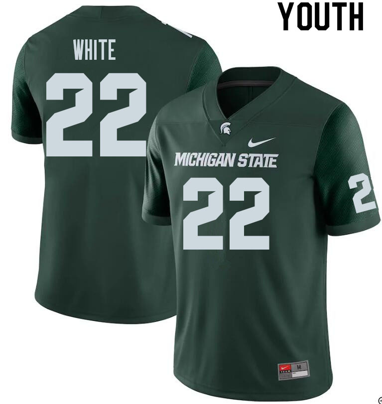 Youth #22 Justin White Michigan State Spartans College Football Jerseys Sale-Green